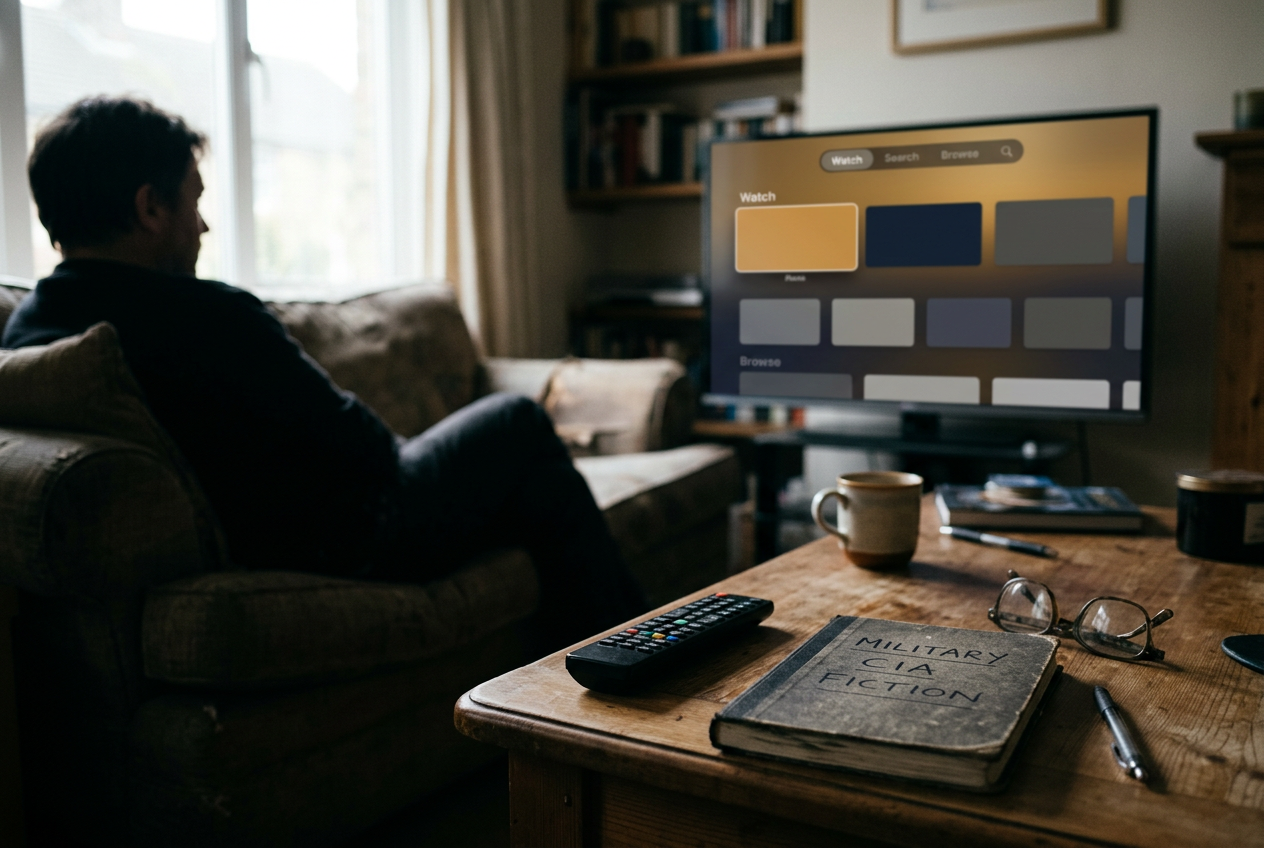 A remote and handwritten accuracy checklist sit beside a television displaying a neutral streaming menu.