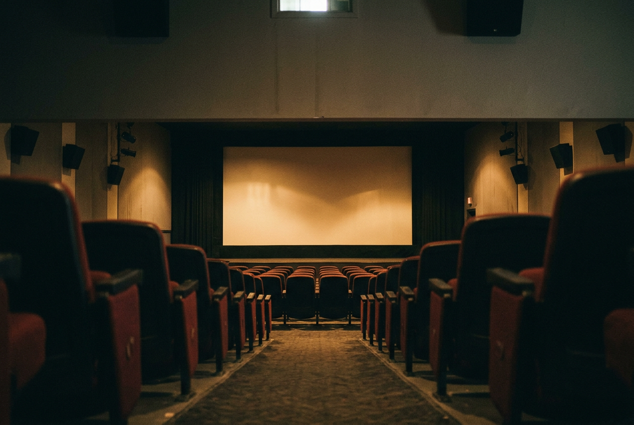 An empty premium-format auditorium viewed from a centered seat behind the front rows.